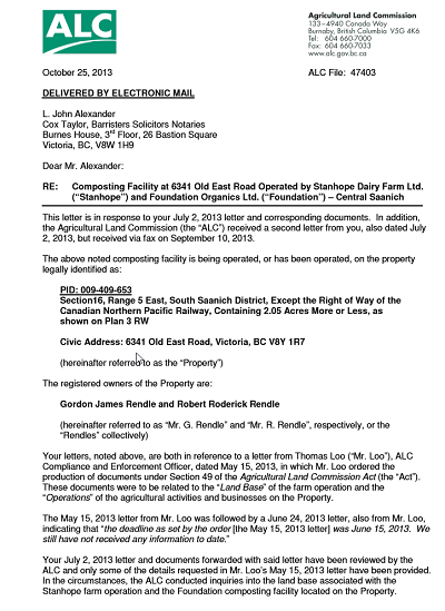 ALC Ruling on Stanhope farms